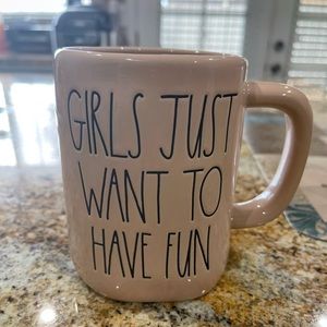 Rae Dunn New rose color cup says girls just wanna have fun